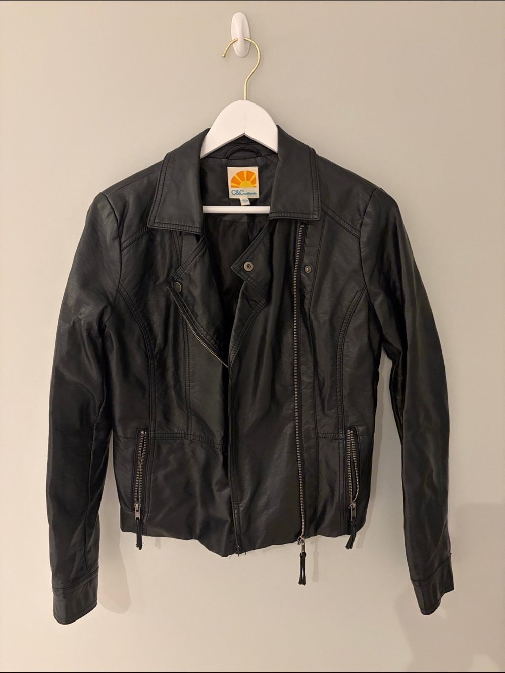 C&C California Black Leather Moto Jacket